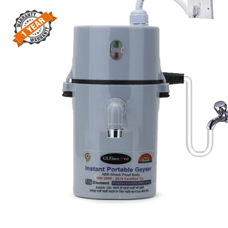 ULTinoPro® Brand} Instant Electric Water Geyser | Portable Geyser | Mini Geyser | ABS Body- Shock Proof | Electric Saving| Replacement Warranty. (GREY)