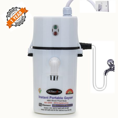 ULTinoPro® Brand} Instant Electric Water Geyser | Portable Geyser | Mini Geyser | ABS Body- Shock Proof | Electric Saving| Replacement Warranty. (WHITE)