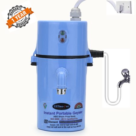 ULTinoPro® Brand} Instant Electric Water Geyser | Portable Geyser | Mini Geyser | ABS Body- Shock Proof | Electric Saving| Replacement Warranty. (BLUE)