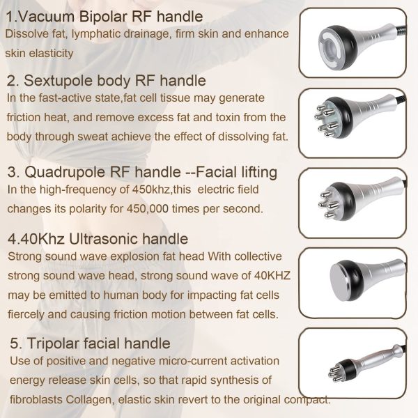6 in 1 120K Ultrasonic Rf Cavitation Vacuum Rf body slimming machine laser lipo weight loss cellulite removal body sculpting - Image 11