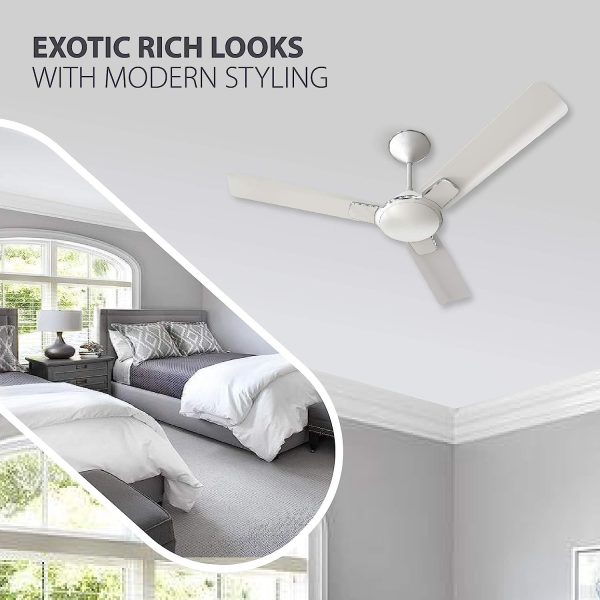 UltinoPro 1200mm Enticer Energy Saving Ceiling Fan (Pearl Ivory  Chrome, Pack of 1) - Image 3